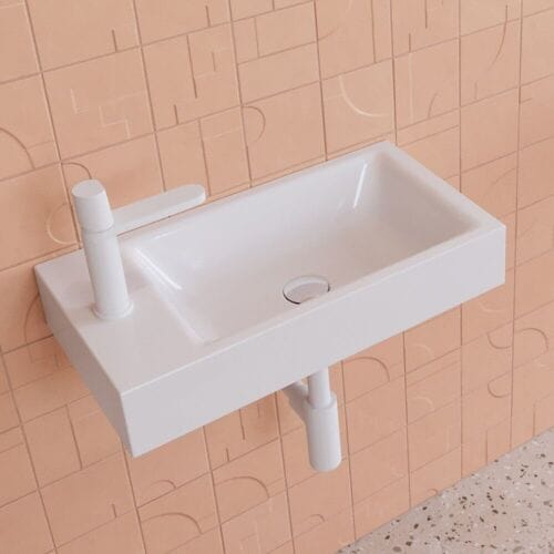 Kaldewei PURO wall-mounted washbasin 3162 with 1 tap hole left, 55 cm 901206393001