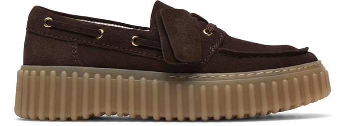 CLARKS Torhill Boat Dames Veterschoenen - Dark Brown Suede