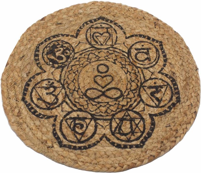4x Natuurlijke Placemat - Jute - 30cm - Chakra Print