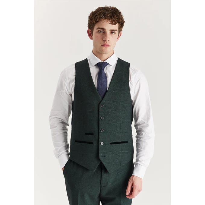 Heren Groen Pak Vest Prince of Wales Formeel Vest