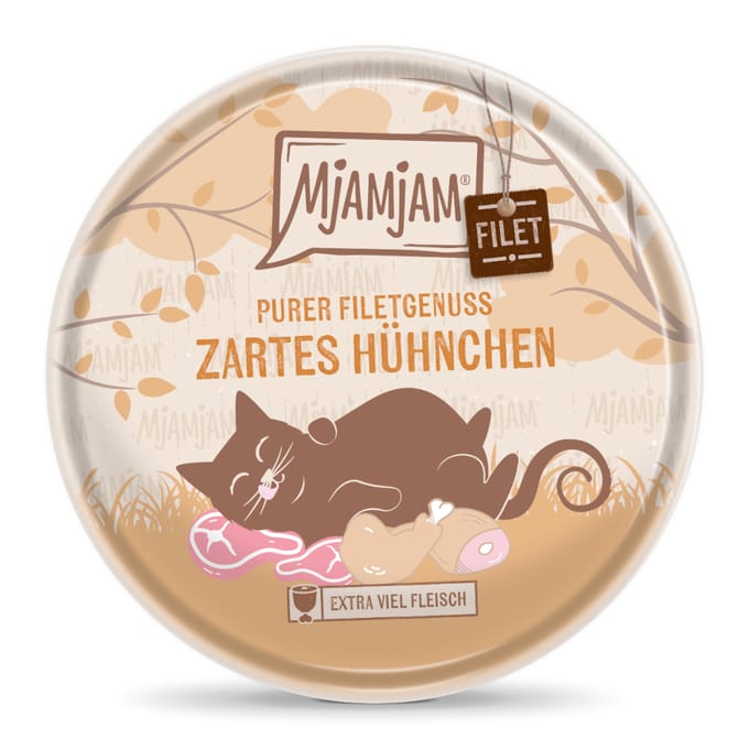 16x80g mals kippenvlees MjAMjAM puur filetgenot nat kattenvoer