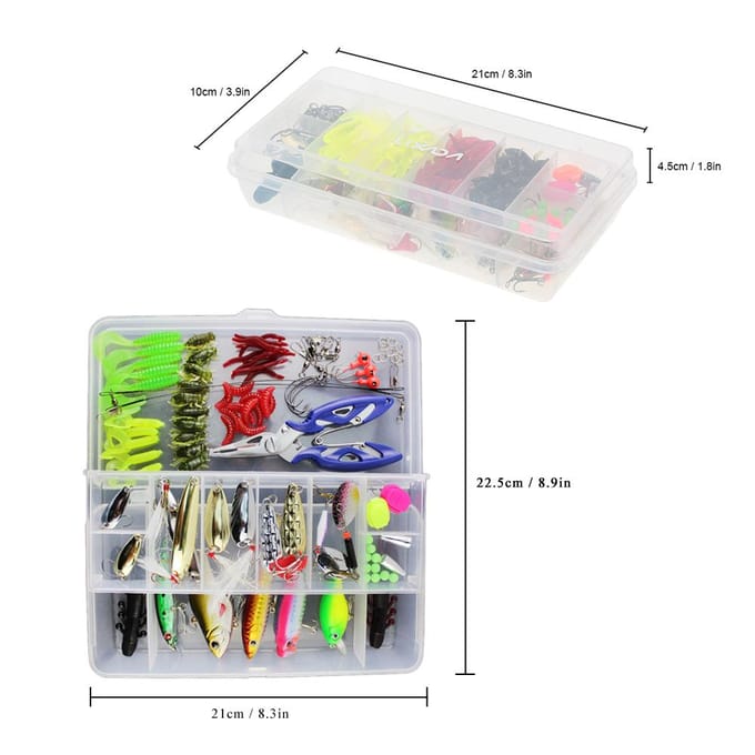 Lixada 73/101/132/232PCS Visgerei Tuig Gemengd Harde Aas Zachte Aas Visaccessoires 101pcs gray