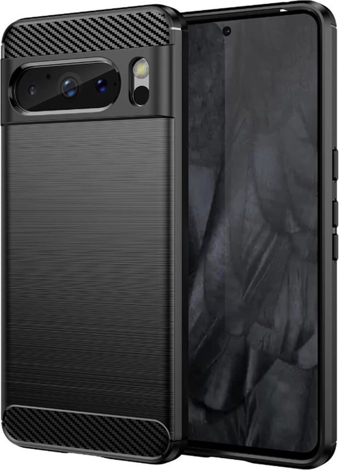 Hoesje geschikt voor Google Pixel 8 Pro - Techsuit Carbon Silicone Back Cover - Zwart