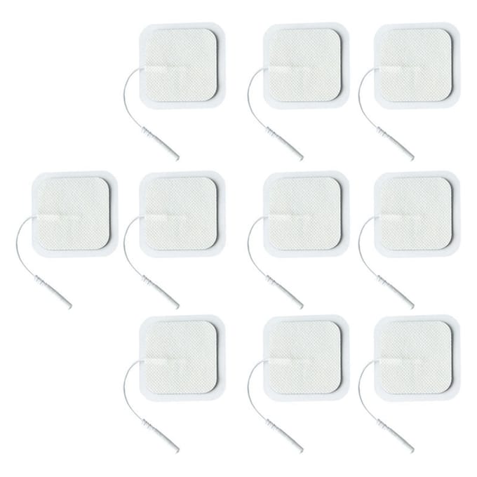 10 pièces 5 cm Patchs Électrodes 2 mm Connecteur à Broche Remplacement Réutilisable Patchs Électrodes Massants pour Électrothérapie white