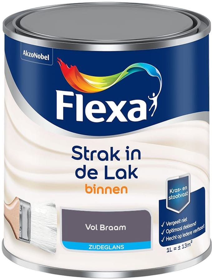 Flexa - Strak In De Lak Binnenlak Zijdeglans - Vol Braam - Mengverf - 1 L