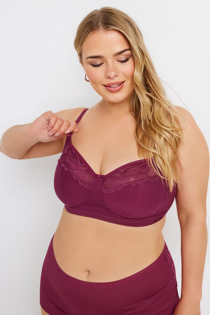 Yours 2 Pack Bh's Zonder Beugel Met Kanten Inzet In Rood/Zwart Size 85B