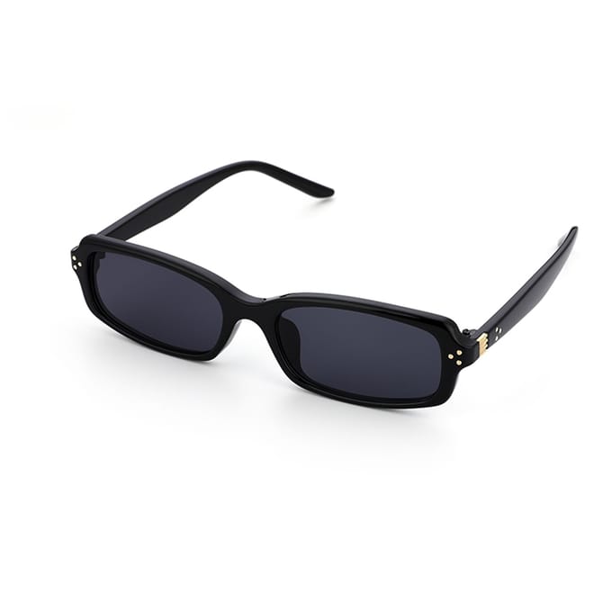 Zwarte smalle zonnebril met gouden accenten - CE - UV400