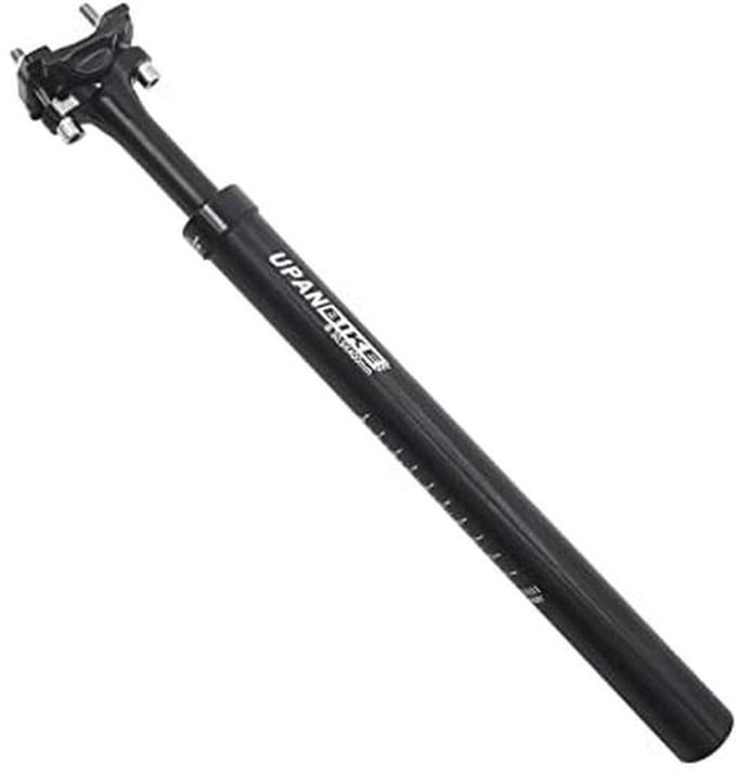 Fiets Zadelpen met Schokdemper - 400mm Lengte, Diverse Diameters, Verstelbare Hoek