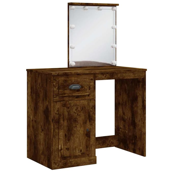 vidaXL - Kaptafel - met - LED-verlichting - 90x42x132,5 - cm - gerookt - eikenkleur