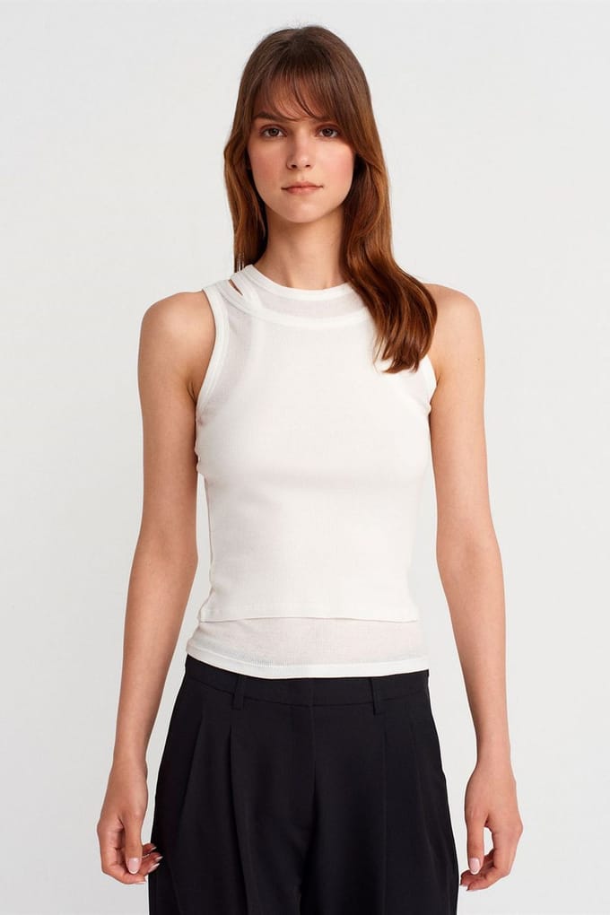 Katoenen Geribde Crop Cami