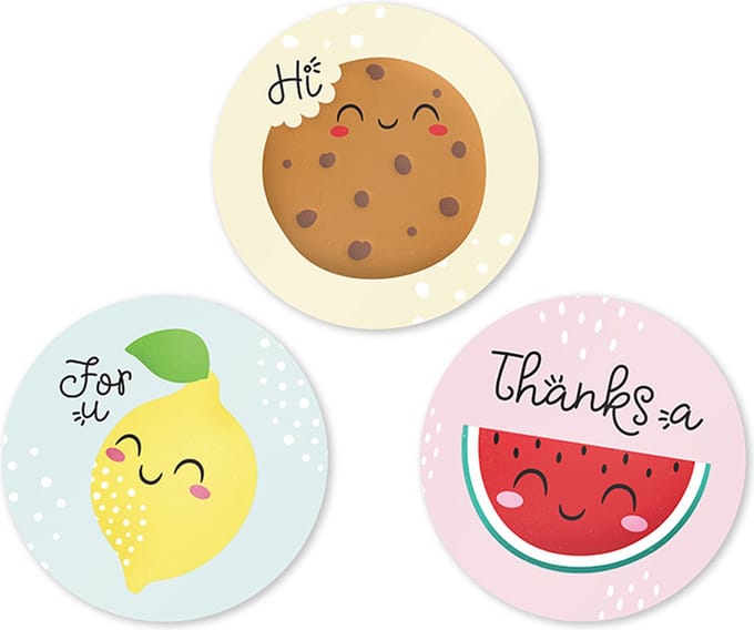Kawaii stickers set sluitstickers rond cadeaustickers Bedankt Voor jou fruit cookie 4,5 cm set 18 stuks