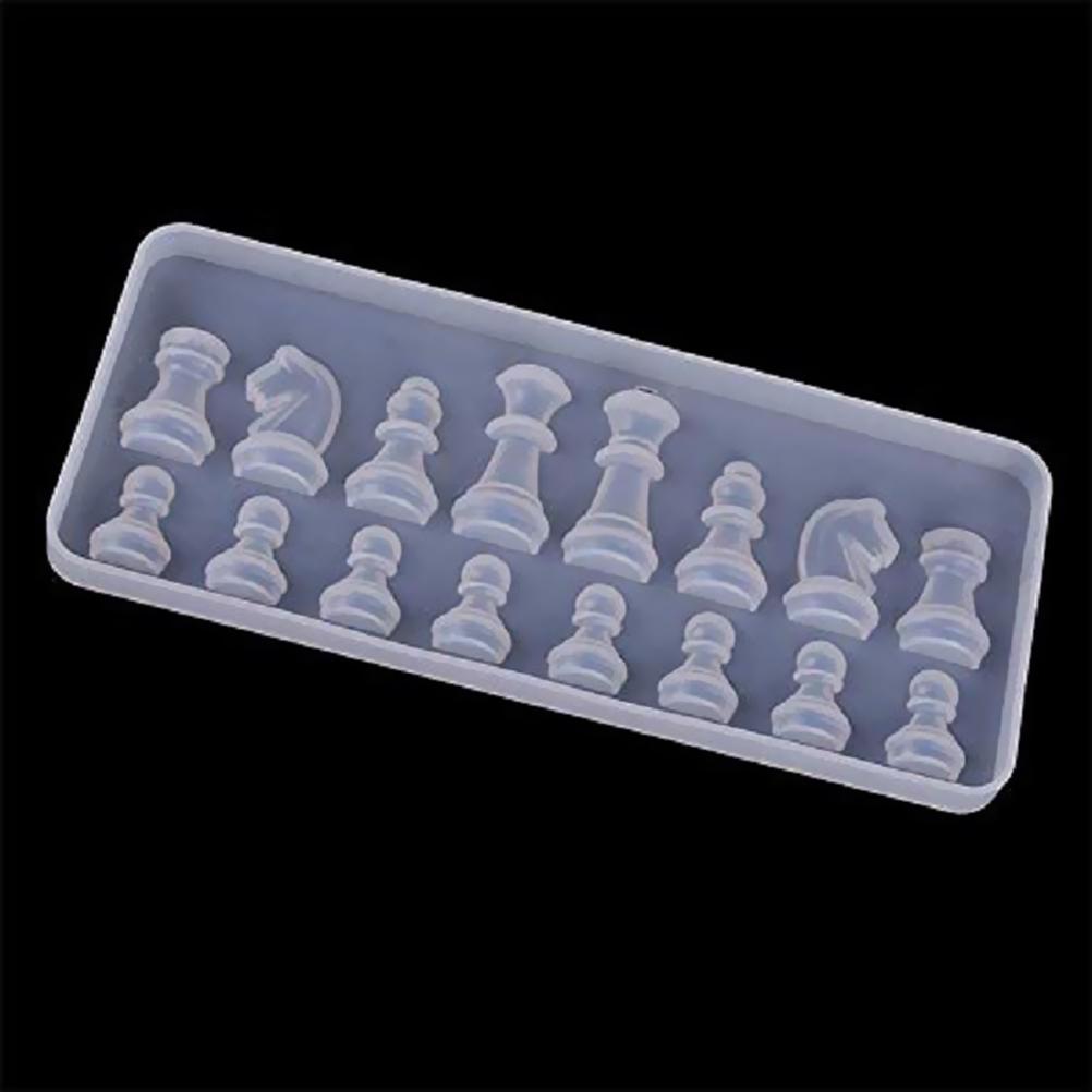 Schaakbord Hars Mal Set Schaakstukken Siliconen Mal Schaakbord Epoxy Gietmal voor DIY Kunst white