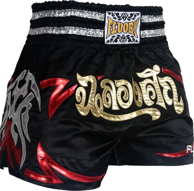 Fluory Muay Thai Short Kickboks Broek Zwart MTSF50 - S