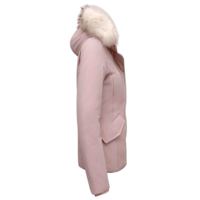 Matogla Korte winterjas met te echte bontkraag roze