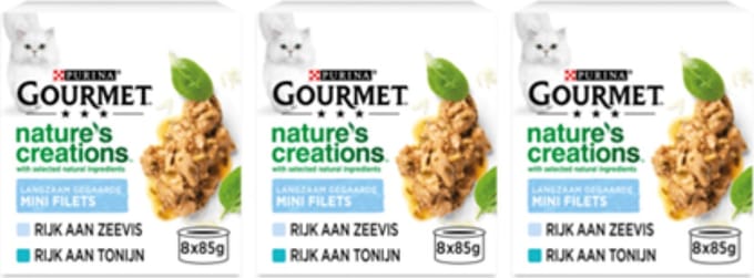 3x Gourmet Nature's Creations - Zeevis in Blik Multipack - Kattenvoer - 8x85g
