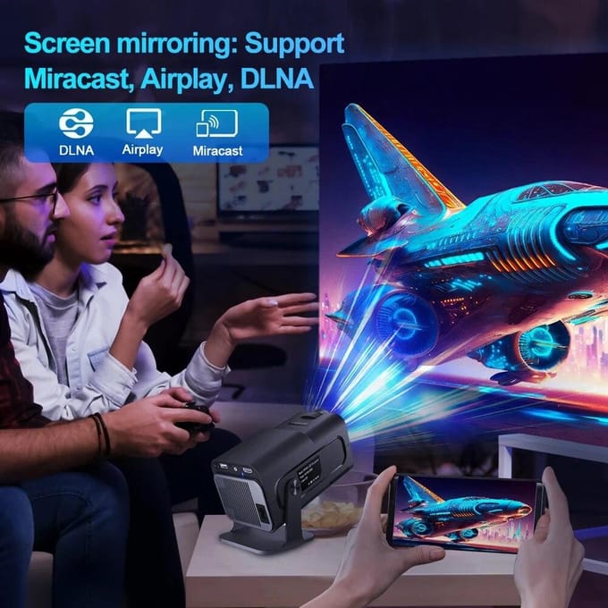 4K Android 11 Home Cinema double WiFi 6 BT5.0 natif 1080P Mini projecteur intelligent télécommande vidéo Mini projecteur EU Plug noir