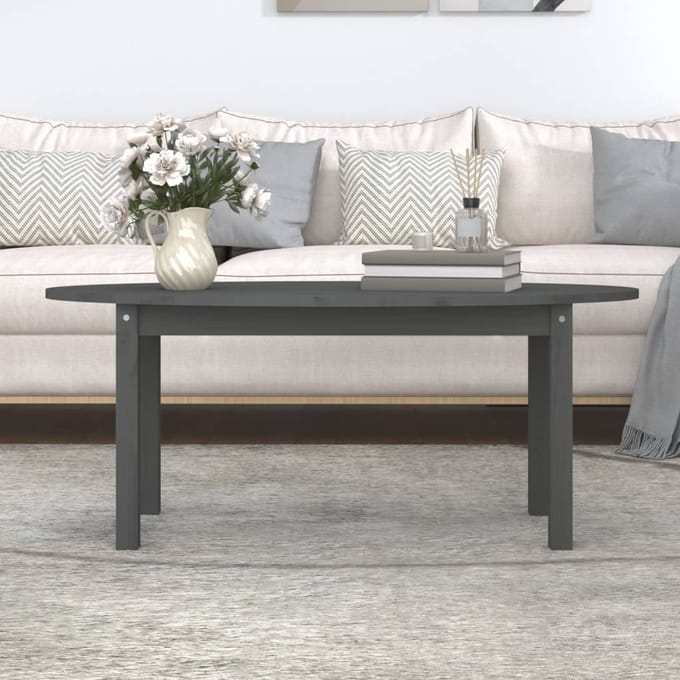 vidaXL - Salontafel - 110x55x45 - cm - massief - grenenhout - grijs
