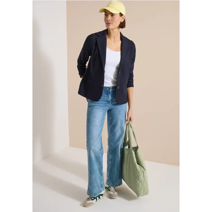 Blazer met structuur in effen kleur