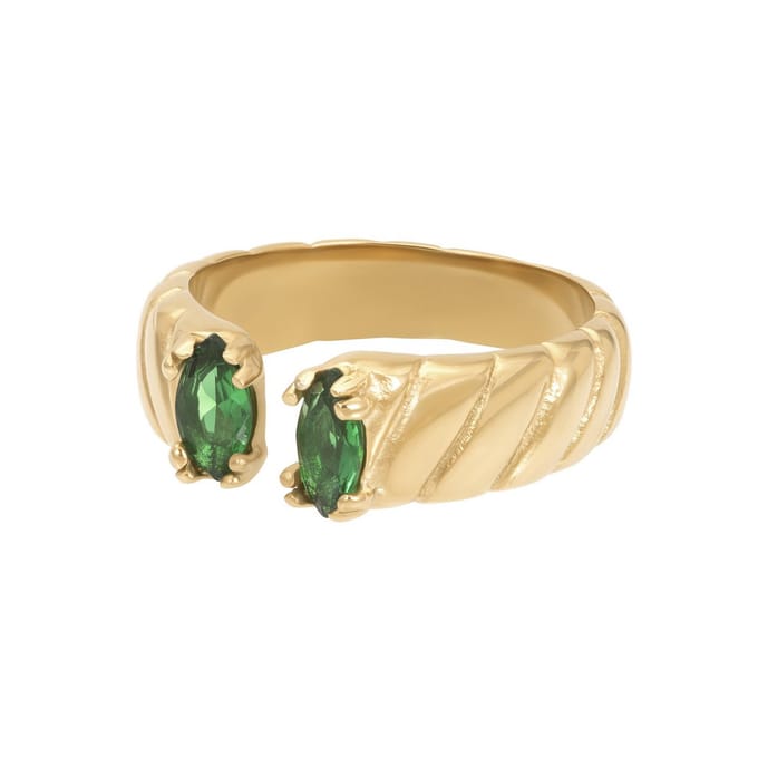 Fame-Adore Emerald-Goudkleurig-Dames Ring