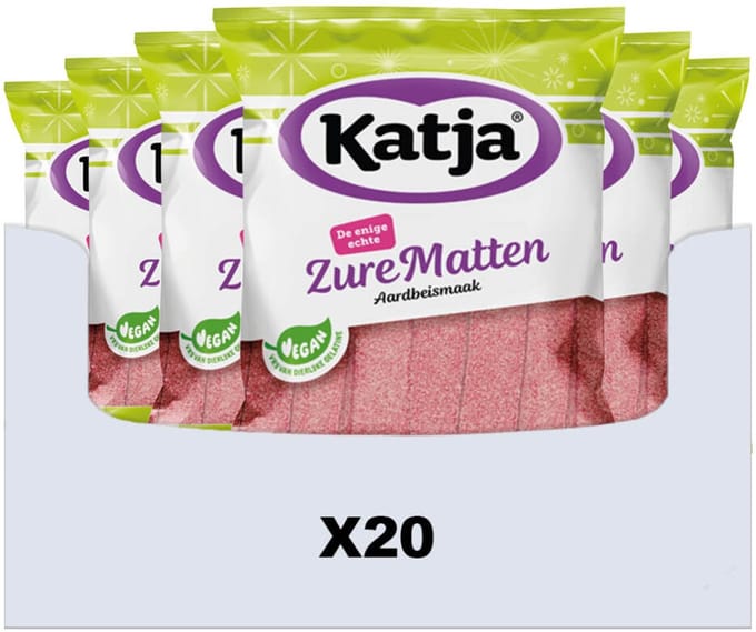 Katja - Zure Matten Aardbei - 20 x 125 gr - Voordeelverpakking