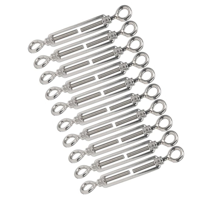 10 stuks Oog en Oog Spanner Draadspanner Zeef RVS Kabelspanner M6 gray