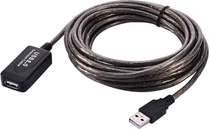 NÖRDIC USB-XT10M Actieve verlengkabel, USB 2.0, 10 meter, Zwart