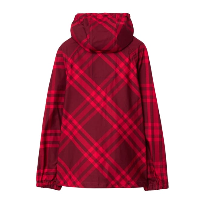Burberry geruit nylon capuchonjack rood geruit jack
