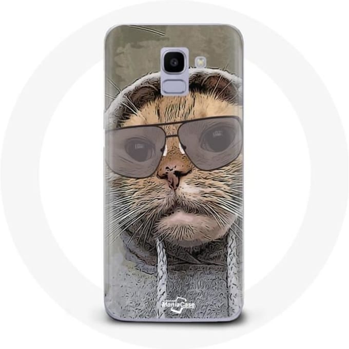 Coque pour Samsung Galaxy A6 2018 Chat avec une capuche photo drole Animaux