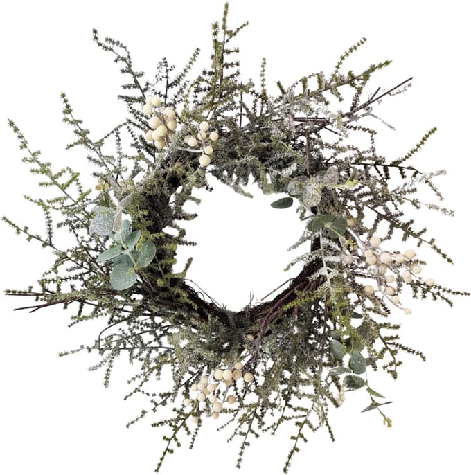 by Mooss - Krans - winter - krans - Witte Bes - Ø 60 cm - Kunst