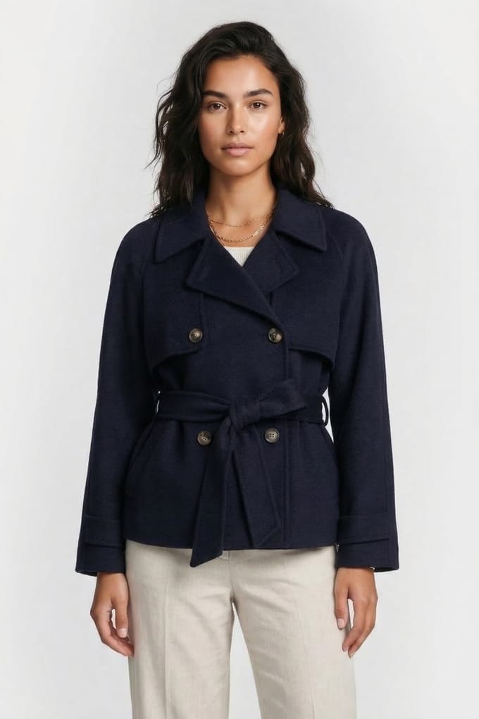 ALTER EGO Vesper Wool Jacket Navy Maat: S | Trenchcoats Outlet | Dames | Blauw