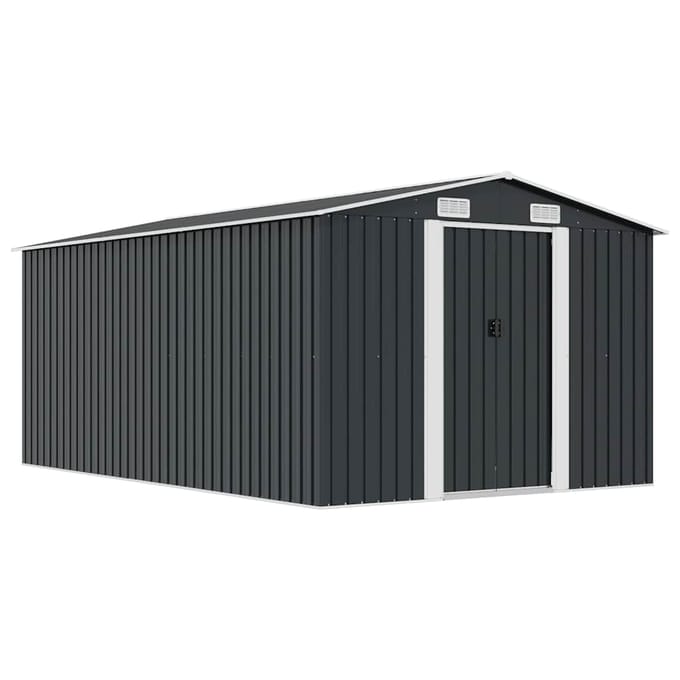 vidaXL - Tuinschuur - 257x392x181 - cm - metaal - antracietkleurig