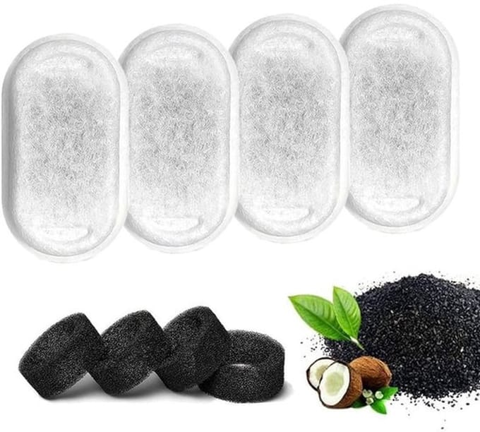 Koolfilter Set van 4 - Actieve Koolfilter - Schuimstoffilter - Vervangingsfilter - Kattenwaterfontein - 7,6 x 4,2 cm - Waterfilter