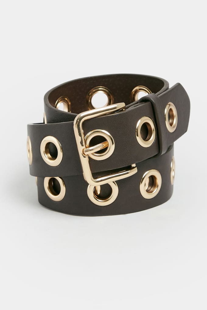 Yours Riem Met Eyelet Detail In Bruin/Goudsize 42-44