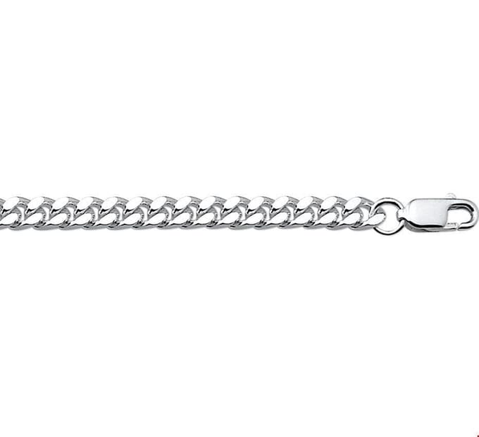 Zilveren Collier geslepen gourmet 4 1001796 45 cm