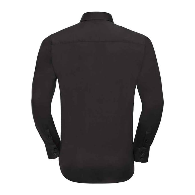 Russell Collection Heren Stretch Overhemd Met Lange Mouwen (Zwart)