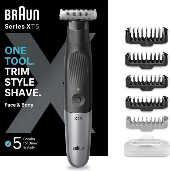 Braun All-in-One Series X XT5100 +7 Stylingtools - 4D Flex Scheerblad - Style & Scheer - Grijs