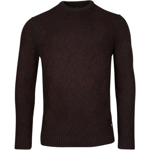 Baileys Trui Crew Neck Plated Large V-Shape Structure Knit Aubergine / male