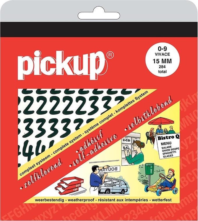 Pickup plakcijfers boekje Vivace zwart - 15 mm