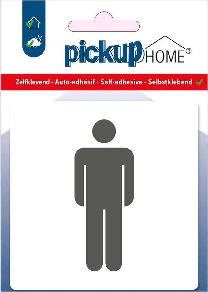 Pickup Heren wit - 90x90 mm Pictogram Route Acryl