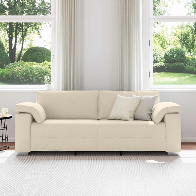 vidaXL - 3-Zits - Sofa - Beige - 220 - cm - Linnenmix - Stoffen