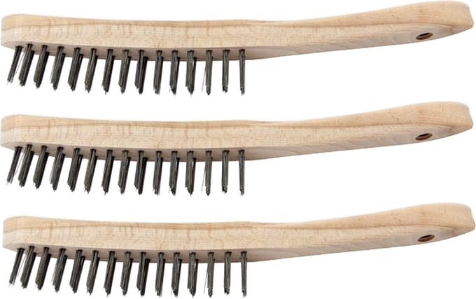 3x Veba Staalborstel Hout 2 rijen  - Voordeelverpakking