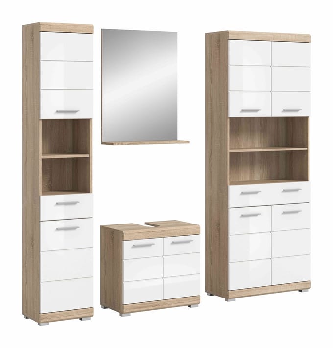 Lambada badkamercombinatie wit hoogglans MDF TZ wit NB - 34x186x191cm