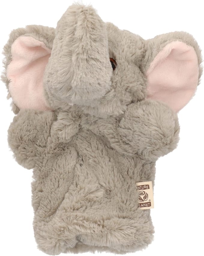 Olifant pluche handpop / knuffel 22 cm - dierenknuffel - handpoppen