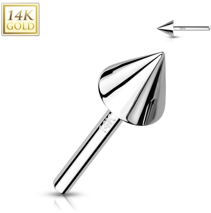 14K White Gold Threadless Push In Top Spikes Dia 2mm