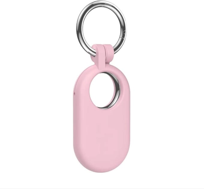 New Age Devi - Beschermhoes geschikt voor Samsung SmartTag 2 - Lichtroze siliconen sleutelhanger