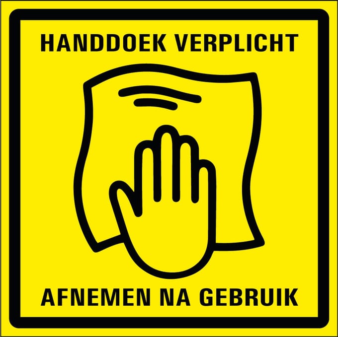 Handdoek gebruiken verplicht bord - kunststof 400 x 400 mm