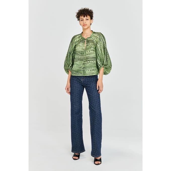 Baum und Pferdgarten Martha Blouse Green Reptile Größe: 40 | Longsleeves Outlet | Damen | Grün