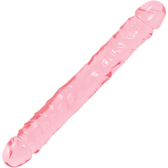 Doc Johnson Crystal Jellies dubbele dildo Jr. Double Dong roze - 30,23 cm