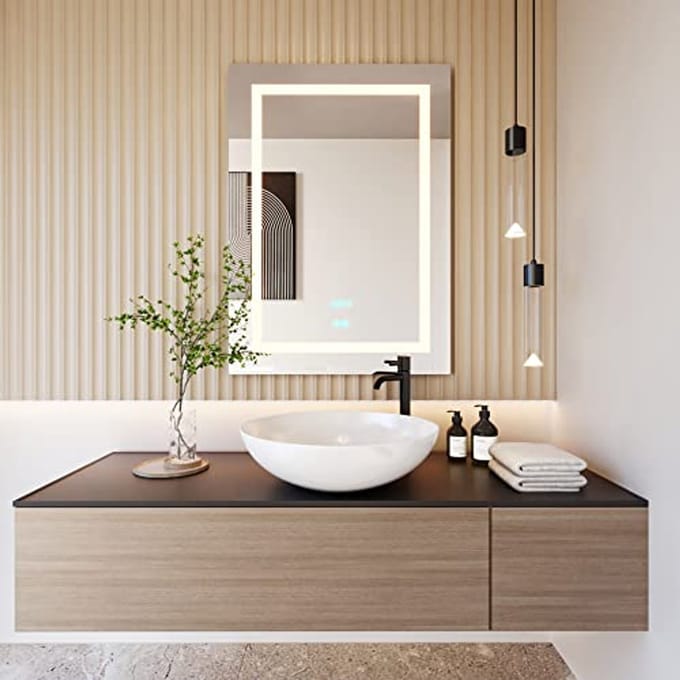 LED Badkamer Spiegel met Verlichting en Dimbare Touch Schakelaar - 20x28 inch