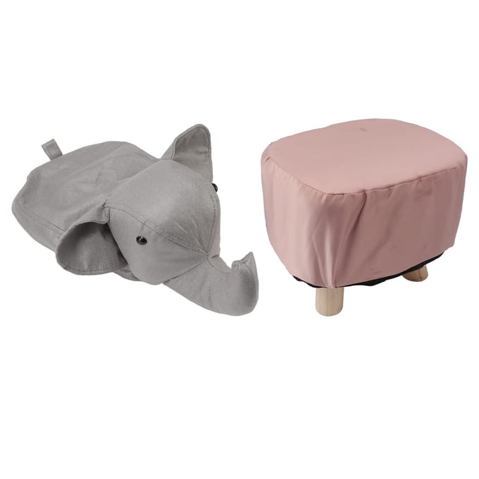 Repose-pieds en forme d'éléphant antidérapant, silencieux, confortable, stable, polyvalent, mignon gris clair